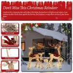 FOOWIN 3D Large Lighted Christmas Deer Family Set, 3-Piece 4.8Ft Pre-Lit Reindeer Outdoor Christmas Decoration with 210 LED Lights, Red Bows,Stakes, for Yard Patio Lawn Garden Courtyard - Image 4