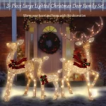 FOOWIN 3D Large Lighted Christmas Deer Family Set, 3-Piece 4.8Ft Pre-Lit Reindeer Outdoor Christmas Decoration with 210 LED Lights, Red Bows,Stakes, for Yard Patio Lawn Garden Courtyard - Image 2